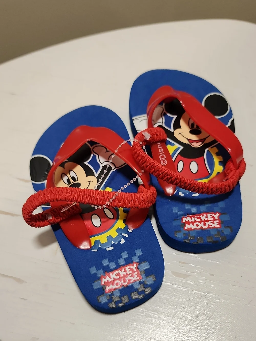 Disney Mickey Mouse Kids Blue & Red Flip Flops Sz 5/6